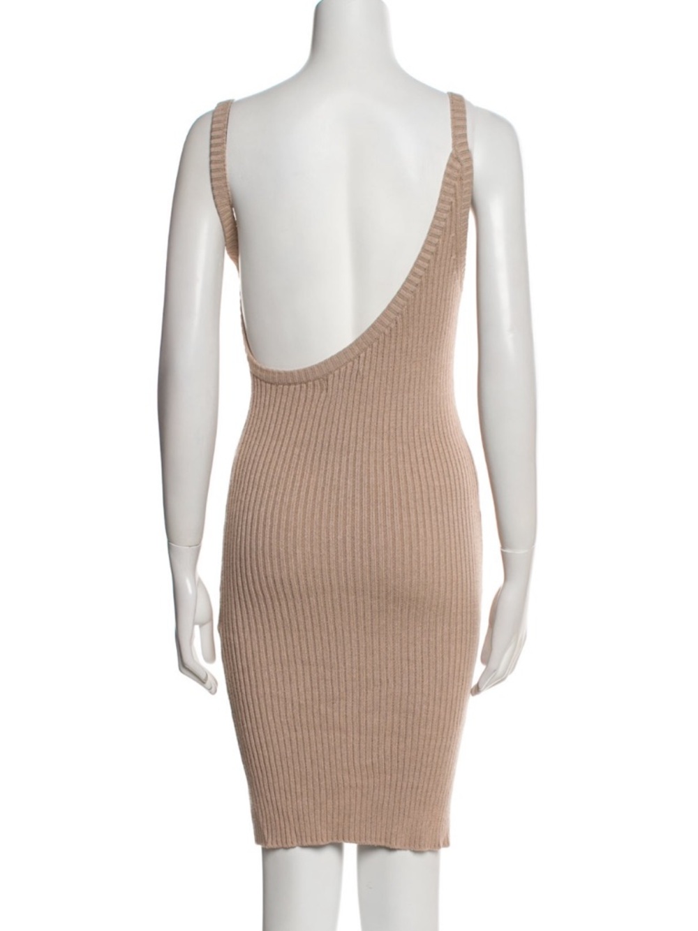 Michael Costello for Revolve Backless Ribbed One-Shoulder Bodycon Dress - Beige